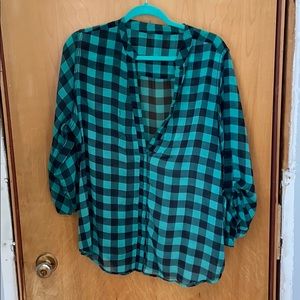 Green Flannel- sheer extremely lightweight